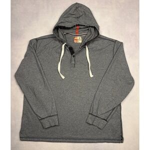 RuffHewn‎ Mens XL Grey Marled Cotton Henley Hoodie Long Sleeve Pullover Shirt
